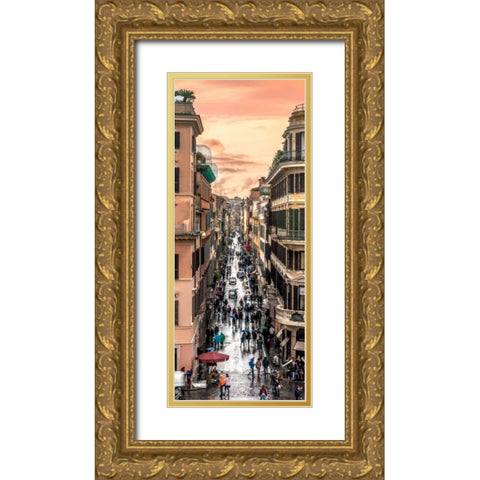City street, Rome, Italy Gold Ornate Wood Framed Art Print with Double Matting by Frank, Assaf