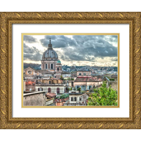 Vatican city with St. Peters Basilica, Rome, Italy Gold Ornate Wood Framed Art Print with Double Matting by Frank, Assaf