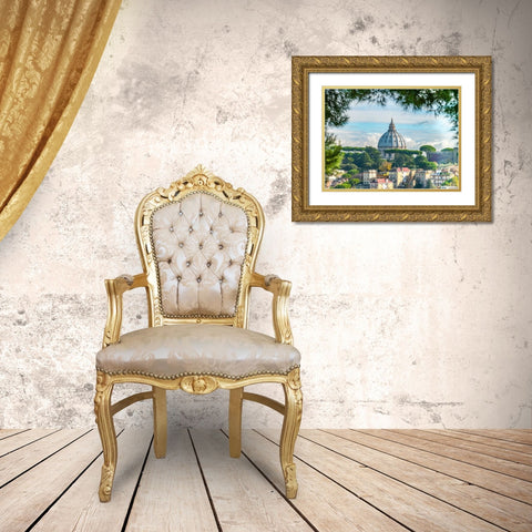 Vatican city with St. Peters Basilica, Rome, Italy Gold Ornate Wood Framed Art Print with Double Matting by Frank, Assaf