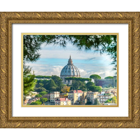 Vatican city with St. Peters Basilica, Rome, Italy Gold Ornate Wood Framed Art Print with Double Matting by Frank, Assaf