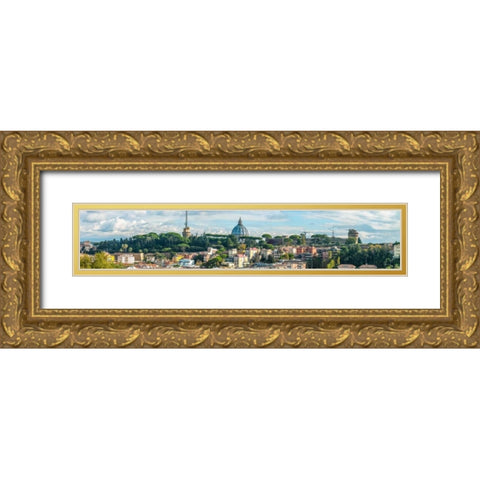 Vatican city with St. Peters Basilica, Rome, Italy Gold Ornate Wood Framed Art Print with Double Matting by Frank, Assaf
