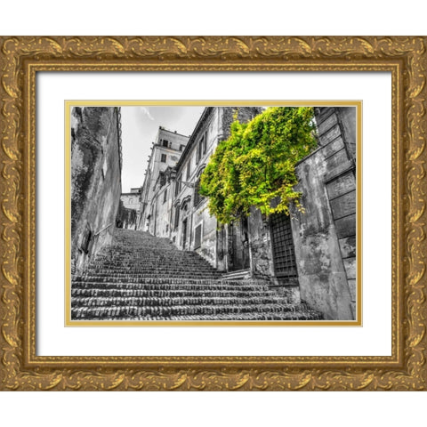 Steps through old buildings in Rome, Italy Gold Ornate Wood Framed Art Print with Double Matting by Frank, Assaf