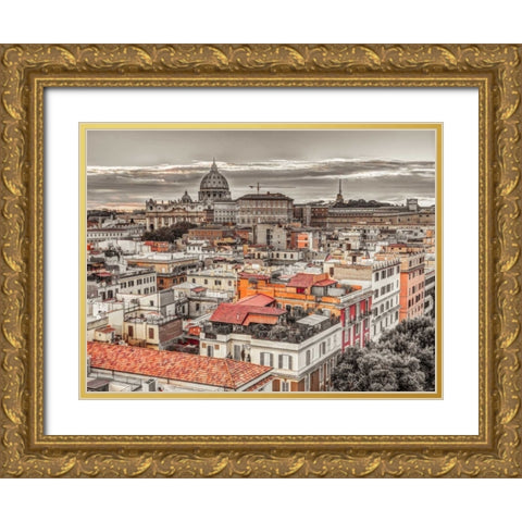 Vatican city with St. Peters Basilica, Rome, Italy Gold Ornate Wood Framed Art Print with Double Matting by Frank, Assaf
