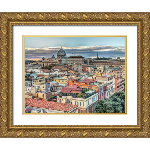 Vatican city and St. Peters Basilica, Rome, Italy Gold Ornate Wood Framed Art Print with Double Matting by Frank, Assaf