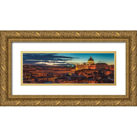 Vatican city with St. Peters Basilica, Rome, Italy Gold Ornate Wood Framed Art Print with Double Matting by Frank, Assaf