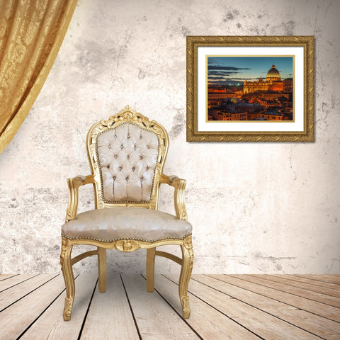 Vatican city with St. Peters Basilica, Rome, Italy Gold Ornate Wood Framed Art Print with Double Matting by Frank, Assaf