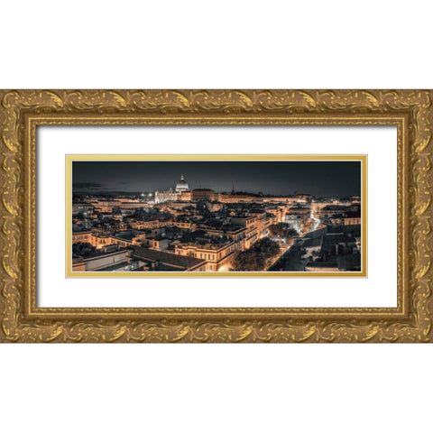 Vatican city with St. Peters Basilica, Rome, Italy Gold Ornate Wood Framed Art Print with Double Matting by Frank, Assaf