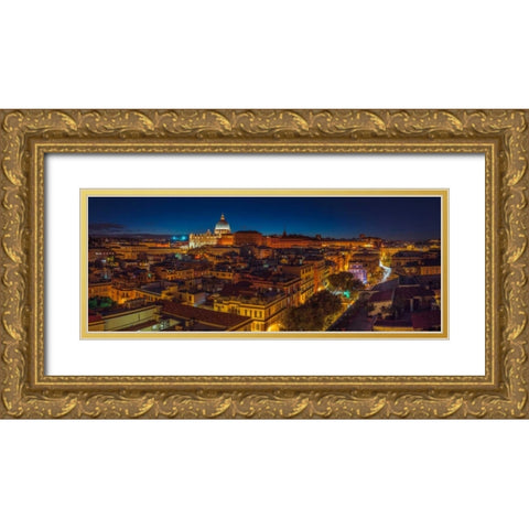Vatican city with St. Peters Basilica, Rome, Italy Gold Ornate Wood Framed Art Print with Double Matting by Frank, Assaf