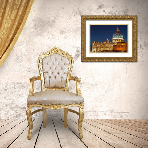 Vatican city with St. Peters Basilica, Rome, Italy Gold Ornate Wood Framed Art Print with Double Matting by Frank, Assaf
