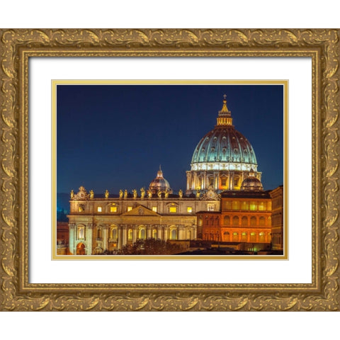 Vatican city with St. Peters Basilica, Rome, Italy Gold Ornate Wood Framed Art Print with Double Matting by Frank, Assaf