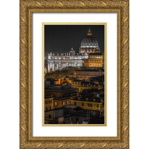 Vatican city with St. Peters Basilica, Rome, Italy Gold Ornate Wood Framed Art Print with Double Matting by Frank, Assaf