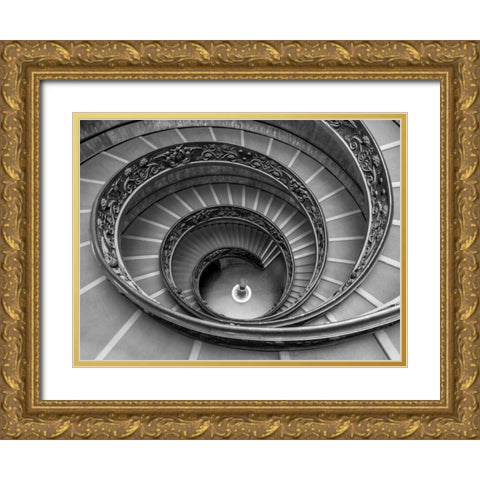 Spiral staircase at the Vatican museum, Rome, Italy Gold Ornate Wood Framed Art Print with Double Matting by Frank, Assaf