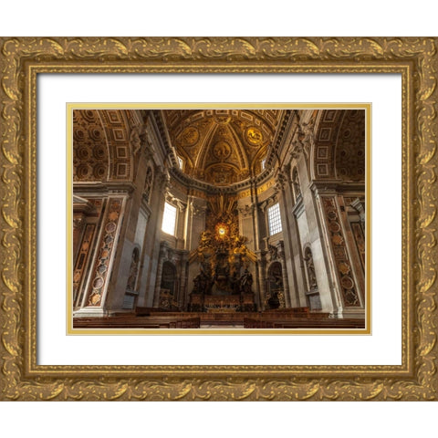 Inside of St. Peters Basilica, Rome, Italy Gold Ornate Wood Framed Art Print with Double Matting by Frank, Assaf