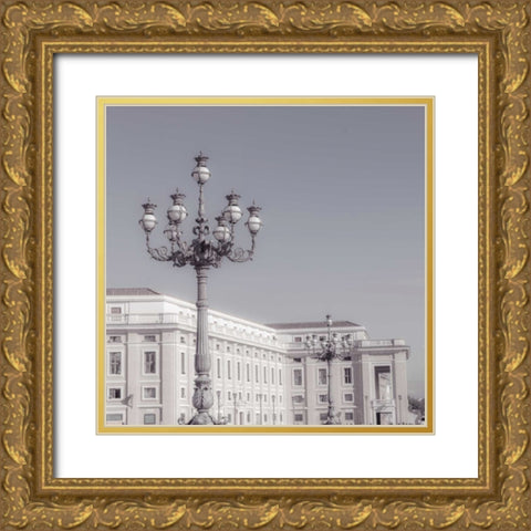 Lamppost in St. Peters Basilica square, Vatican, Rome Gold Ornate Wood Framed Art Print with Double Matting by Frank, Assaf