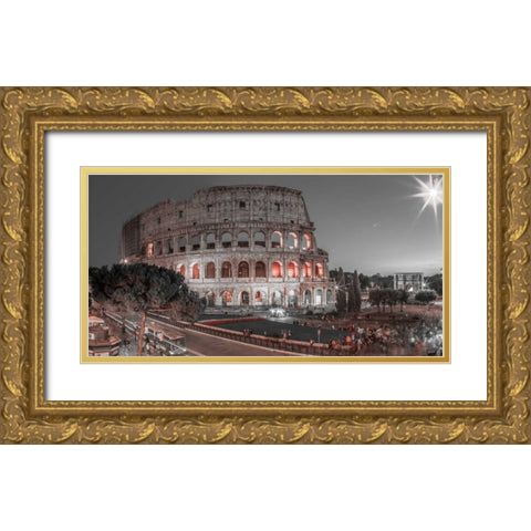Famous Colosseum in Rome, Italy Gold Ornate Wood Framed Art Print with Double Matting by Frank, Assaf