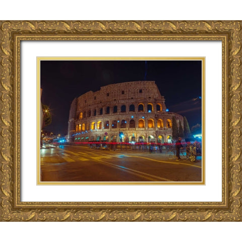 Famous Colosseum in Rome, Italy Gold Ornate Wood Framed Art Print with Double Matting by Frank, Assaf