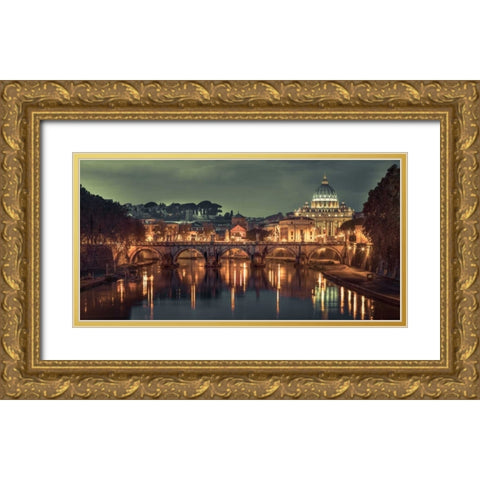 View of Basilica di San Pietro in Vatican, Rome, Italy Gold Ornate Wood Framed Art Print with Double Matting by Frank, Assaf