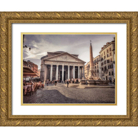 Pantheon in Rome, Italy Gold Ornate Wood Framed Art Print with Double Matting by Frank, Assaf