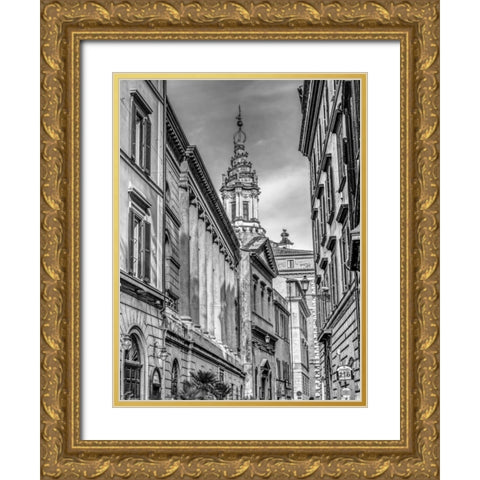 Old town in Rome Gold Ornate Wood Framed Art Print with Double Matting by Frank, Assaf