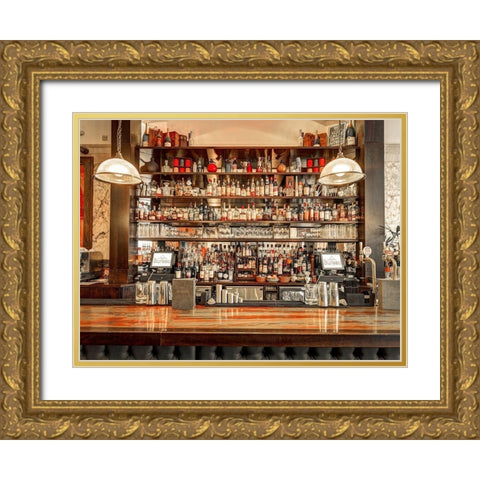 Bar in Birmingham-UK Gold Ornate Wood Framed Art Print with Double Matting by Frank, Assaf