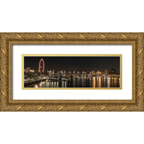 London cityscape over river Thames Gold Ornate Wood Framed Art Print with Double Matting by Frank, Assaf