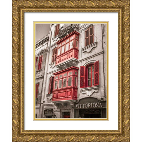 Traditional maltese house in Birgu, Malta Gold Ornate Wood Framed Art Print with Double Matting by Frank, Assaf