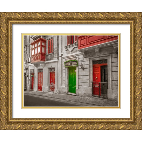 Traditional maltese house in Birgu, Malta Gold Ornate Wood Framed Art Print with Double Matting by Frank, Assaf