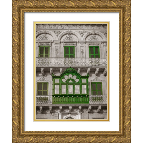 Traditional maltese house in Birgu, Malta Gold Ornate Wood Framed Art Print with Double Matting by Frank, Assaf
