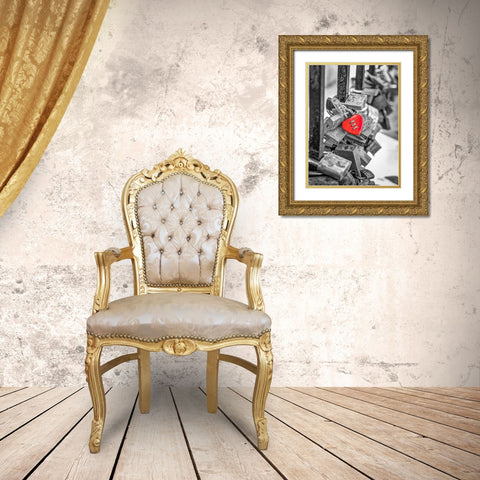 Love padlocks on bridge railing, St Julians, Malta Gold Ornate Wood Framed Art Print with Double Matting by Frank, Assaf
