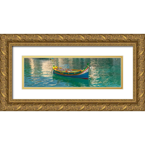 Colorful Maltese boats in St Julians bay, Malta Gold Ornate Wood Framed Art Print with Double Matting by Frank, Assaf