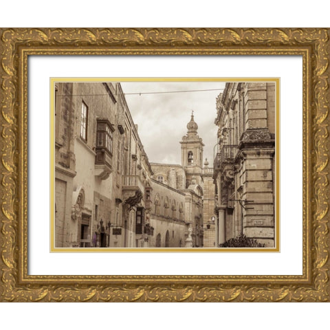 Old buildings in Mdina, Malta Gold Ornate Wood Framed Art Print with Double Matting by Frank, Assaf