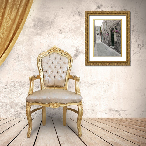Traditional houses on narrow lanes of Mdina, Malta Gold Ornate Wood Framed Art Print with Double Matting by Frank, Assaf