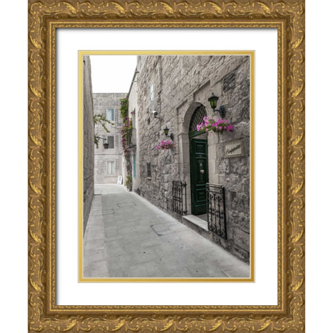 Traditional houses on narrow lanes of Mdina, Malta Gold Ornate Wood Framed Art Print with Double Matting by Frank, Assaf