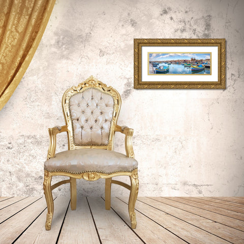 Marsaxlokk harbour, Malta Gold Ornate Wood Framed Art Print with Double Matting by Frank, Assaf