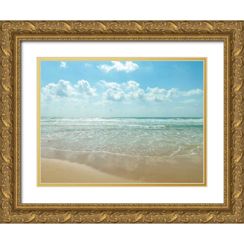 Beautiful beach with cloudscape Gold Ornate Wood Framed Art Print with Double Matting by Frank, Assaf