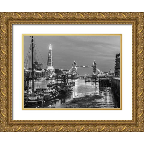 Tower bridge over river Thames in London, UK Gold Ornate Wood Framed Art Print with Double Matting by Frank, Assaf