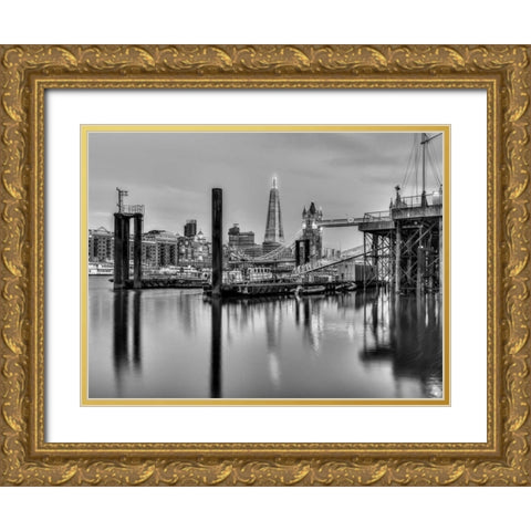 Tower bridge over river Thames in London, UK Gold Ornate Wood Framed Art Print with Double Matting by Frank, Assaf