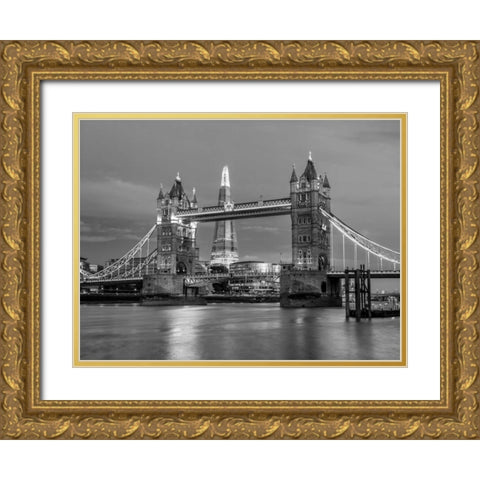 Tower bridge over river Thames in London, UK Gold Ornate Wood Framed Art Print with Double Matting by Frank, Assaf