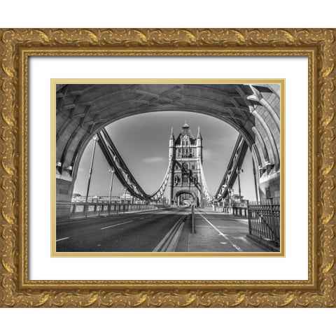 Tower bridge in London, UK Gold Ornate Wood Framed Art Print with Double Matting by Frank, Assaf