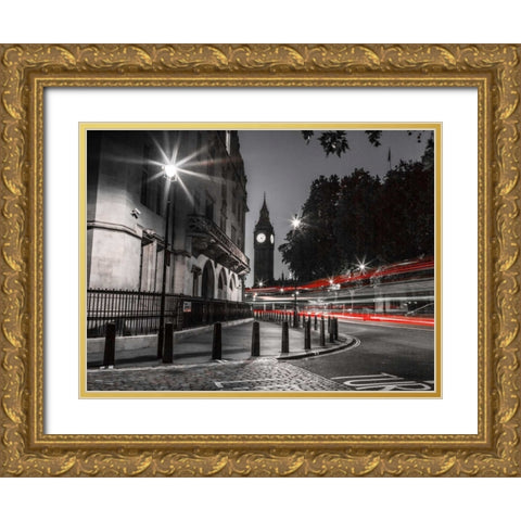 View of Big Ben from street, London, UK Gold Ornate Wood Framed Art Print with Double Matting by Frank, Assaf
