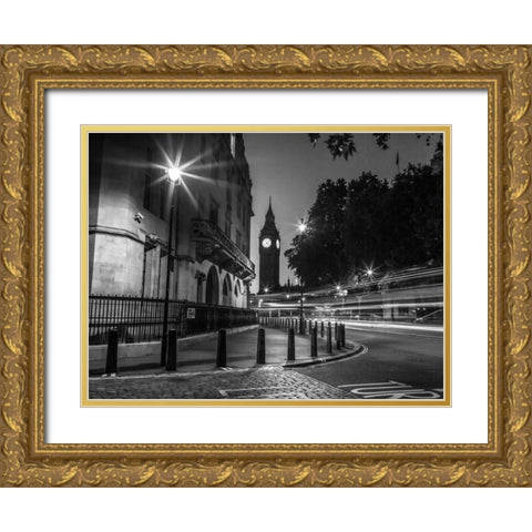 View of Big Ben from street, London, UK Gold Ornate Wood Framed Art Print with Double Matting by Frank, Assaf