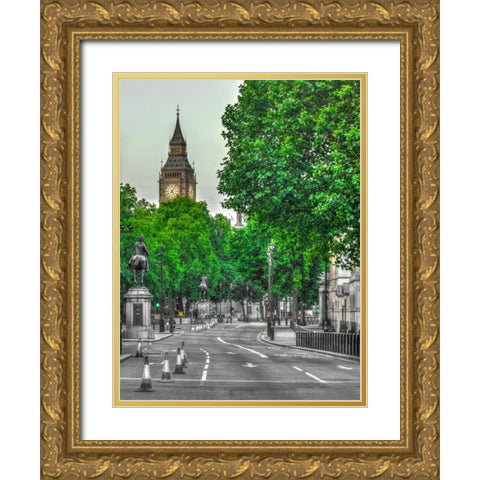 Big Ben from city street, London Gold Ornate Wood Framed Art Print with Double Matting by Frank, Assaf