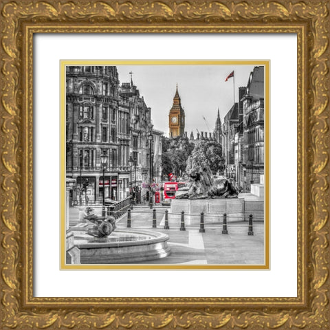 Trafalgar Square, London, UK Gold Ornate Wood Framed Art Print with Double Matting by Frank, Assaf