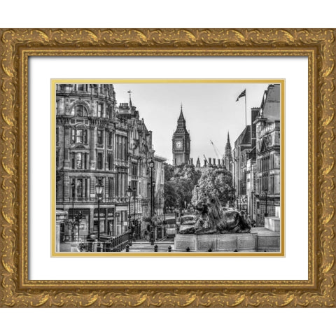 Trafalgar Square, London, UK Gold Ornate Wood Framed Art Print with Double Matting by Frank, Assaf