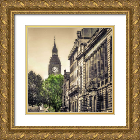 View of Big Ben from Trafalgar Square, London, UK Gold Ornate Wood Framed Art Print with Double Matting by Frank, Assaf