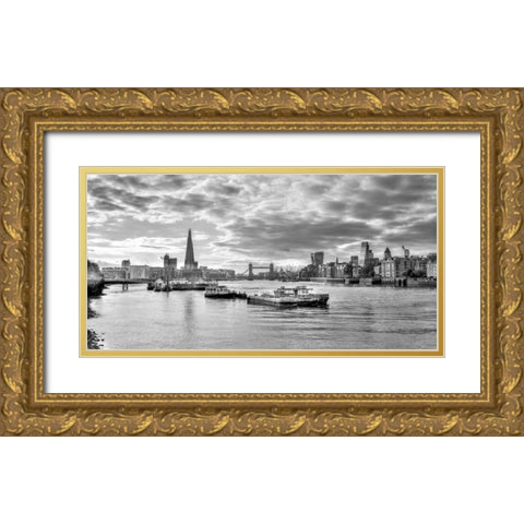 River Thames and London skyline Gold Ornate Wood Framed Art Print with Double Matting by Frank, Assaf