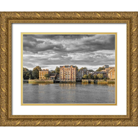 London skyline over river Thames, UK Gold Ornate Wood Framed Art Print with Double Matting by Frank, Assaf