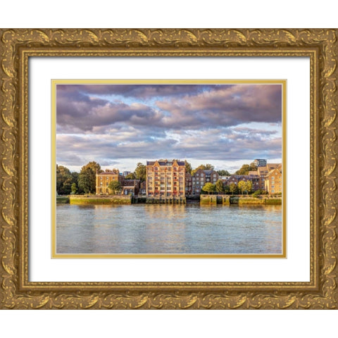 London skyline over river Thames, UK Gold Ornate Wood Framed Art Print with Double Matting by Frank, Assaf