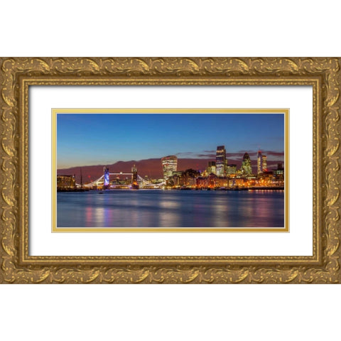 London skyline over river Thames, UK Gold Ornate Wood Framed Art Print with Double Matting by Frank, Assaf