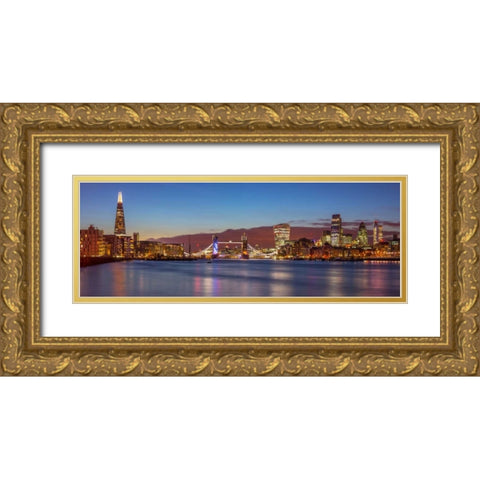 London skyline over river Thames, UK Gold Ornate Wood Framed Art Print with Double Matting by Frank, Assaf